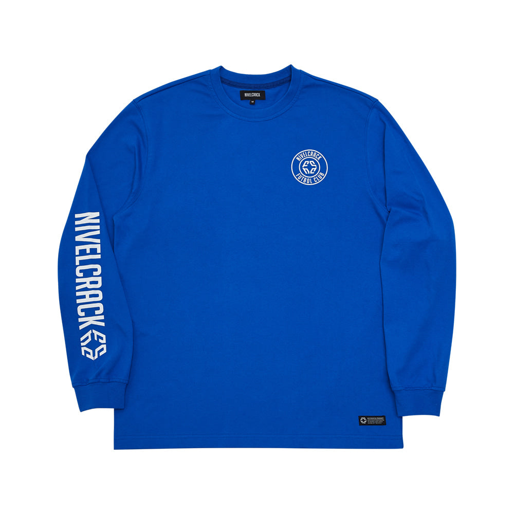 Nivelcrack Club Long Sleeve T-Shirt for Men - Comfortable Blue Cotton Shirt for Casual Wear, Street Style & Everyday Outfits