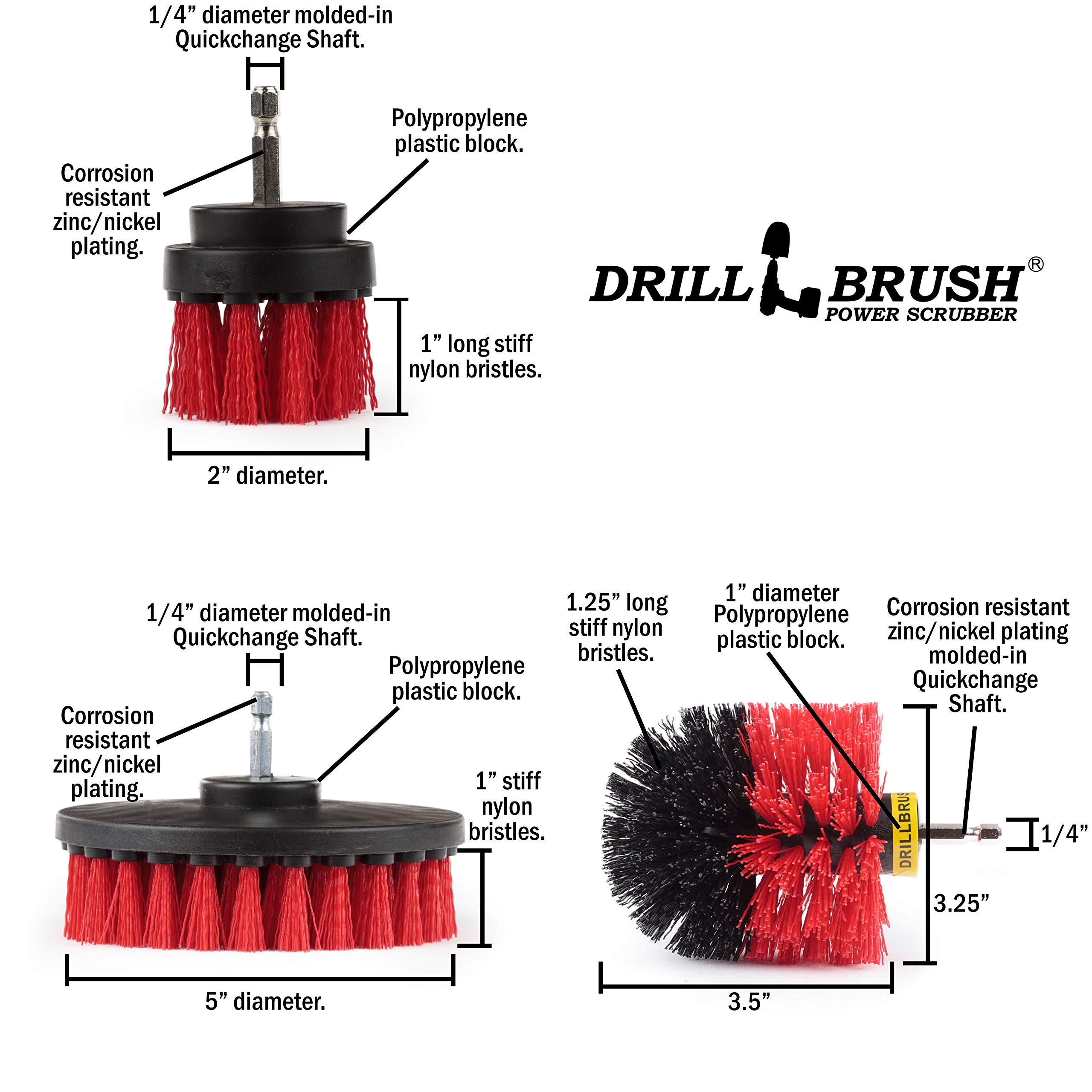Outdoor Cleaning Supplies Kit - Heavy Duty Stiff Bristle Scrub Brushes for Concrete, Stone, Brick, Patio & Deck - Fountain & Stain Cleaning Tools - Perfect for Driveway, Pool Area & Outdoor Furniture Maintenance