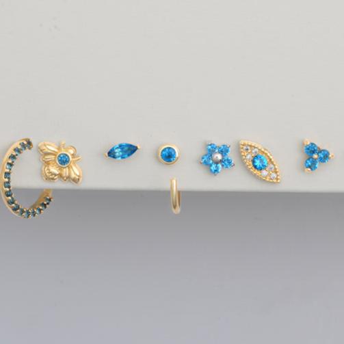 14K Yellow Gold Marquise London Blue Topaz Stud Earrings | Dainty & Elegant Flat Back Design for Everyday Wear & Special Occasions