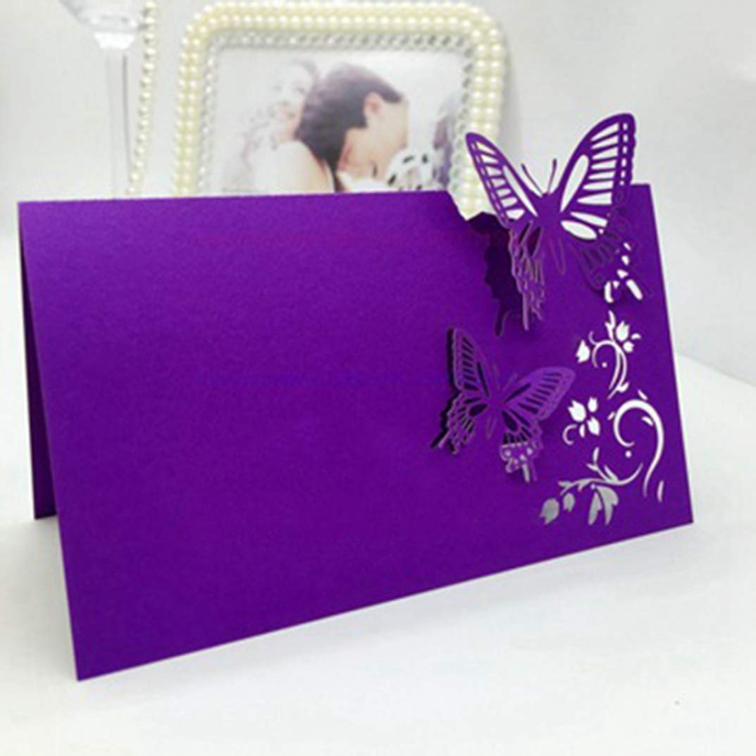50pcs Laser Cut Butterfly Place Cards - Elegant Wedding Table Name Cards for Guests, Bridal Shower, Anniversary & Birthday Party Decorations - Perfect for Table Settings, Seating Arrangements and Special Event Decor