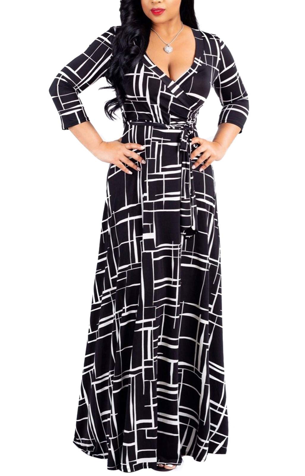 JTNFairy Women's Floral Print Long Maxi Dress - Plus Size Casual & Party Outfits - Perfect for Beach, Vacation, and Summer Events