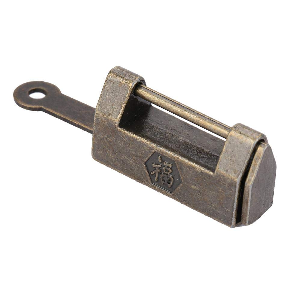 Vintage Chinese Antique Retro Style Zinc Alloy Padlock with Key Set - Small Bronze Jewelry Box Lock for Home Decor, Gift Giving & Collectibles