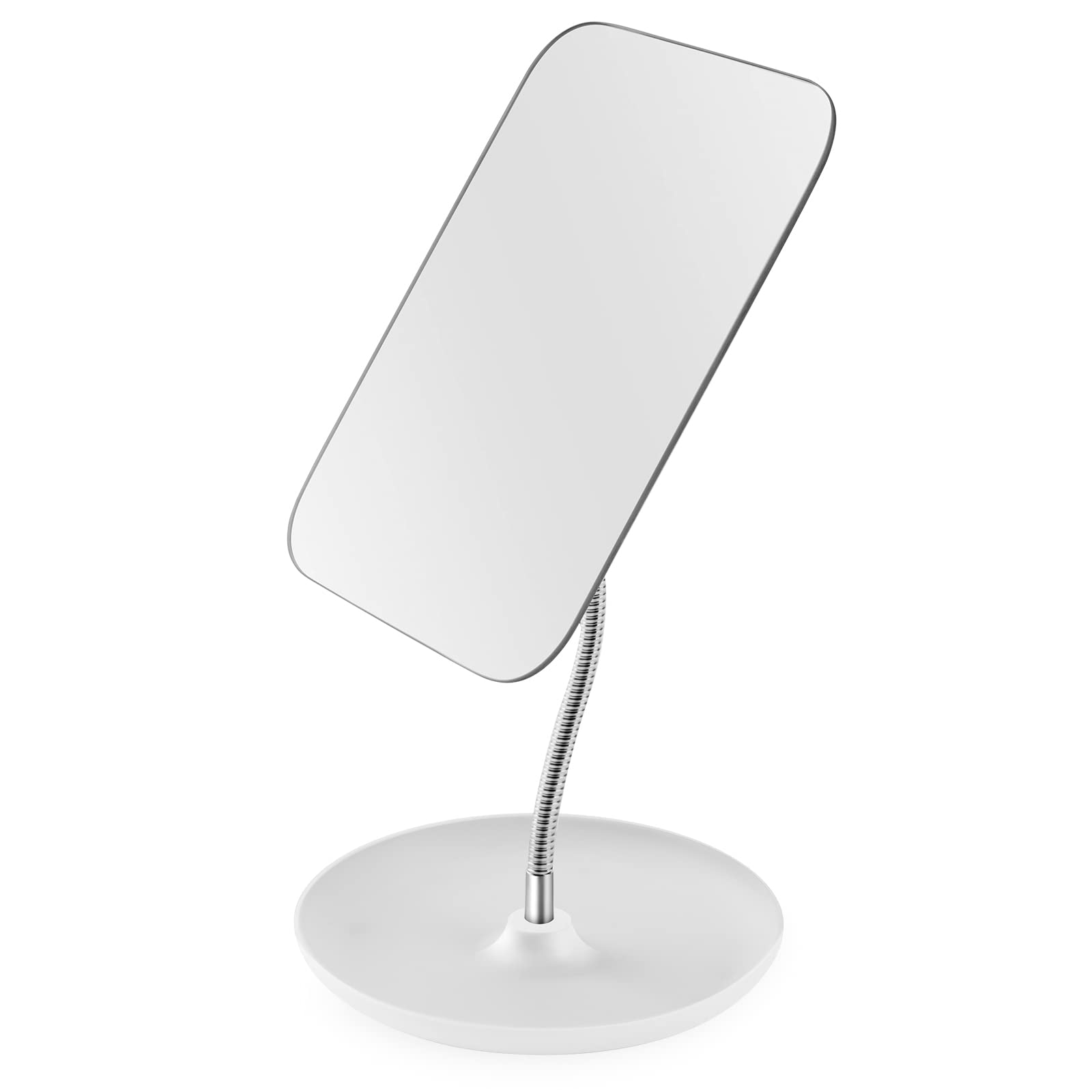 LFOYOU Adjustable Vanity Mirror with Stand - 360° Rotating Gooseneck Makeup Mirror for Desk, Bathroom & Travel - Portable Folding Cosmetic Mirror for Shaving, Makeup Application & Grooming