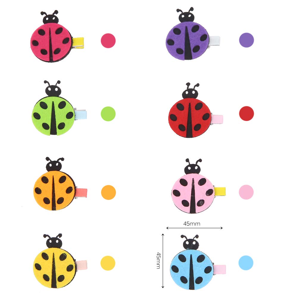 16 Pcs Ladybug Themed Felt Hair Clips Set - Cute Barrettes Hairpins with Metal Clips for Girls, Toddlers & Kids - Perfect for Parties, School & Daily Hair Accessories