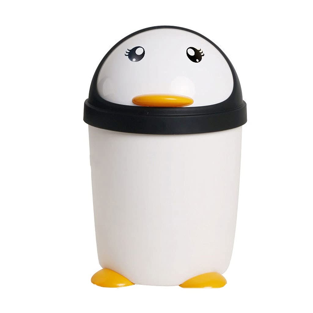 Cute Penguin Shaped Trash Can - 13 Gallon Large Capacity Indoor Garbage Bin for Kitchen, Bathroom, Living Room & Bedroom | Flip Top Lid, Odor Control, Space Saving Design | Perfect Home & Office Waste Storage Solution