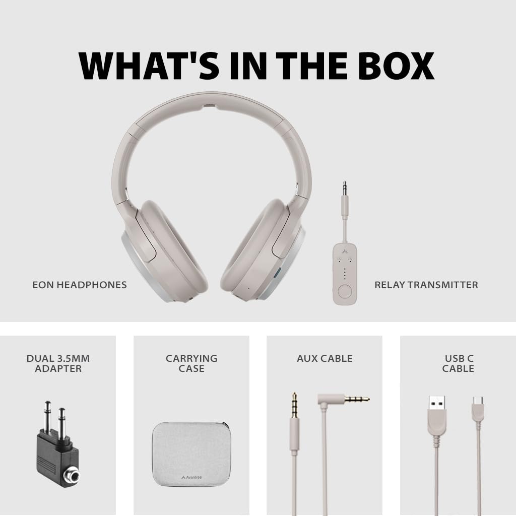 Avantalk Sky Eon Wireless Bluetooth Headphones with Active Noise Cancelling (ANC) - Over-Ear Headphones for Travel, Work & Music, 45-Hour Battery Life, Comfortable Earpads, Ambient Mode - Perfect for Airplane, Commuting & Office Use