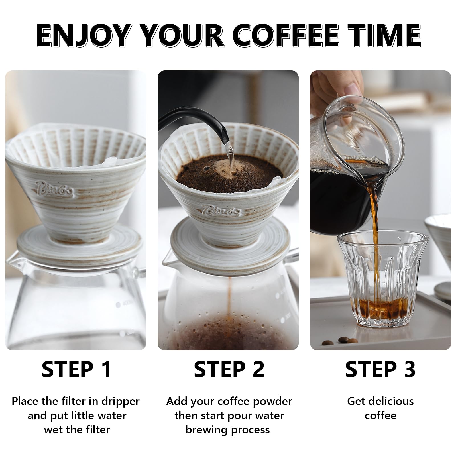 Bincoo Ceramic V60 Pour Over Coffee Dripper Size 01 - Manual Brew Cone for 1-2 Cups, Perfect for Home Baristas & Coffee Lovers (Pink) | Ideal for Morning Brews, Office Use & Thoughtful Gifts