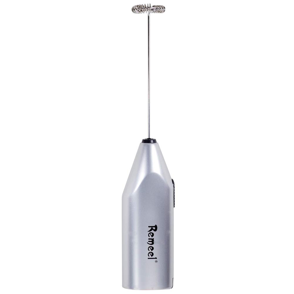 Premium Handheld Milk Frother with Stainless Steel Whisk - Powerful Portable Electric Foam Maker for Coffee, Latte, Cappuccino & Hot Chocolate - Perfect for Home, Office & Cafe Use (Silver)