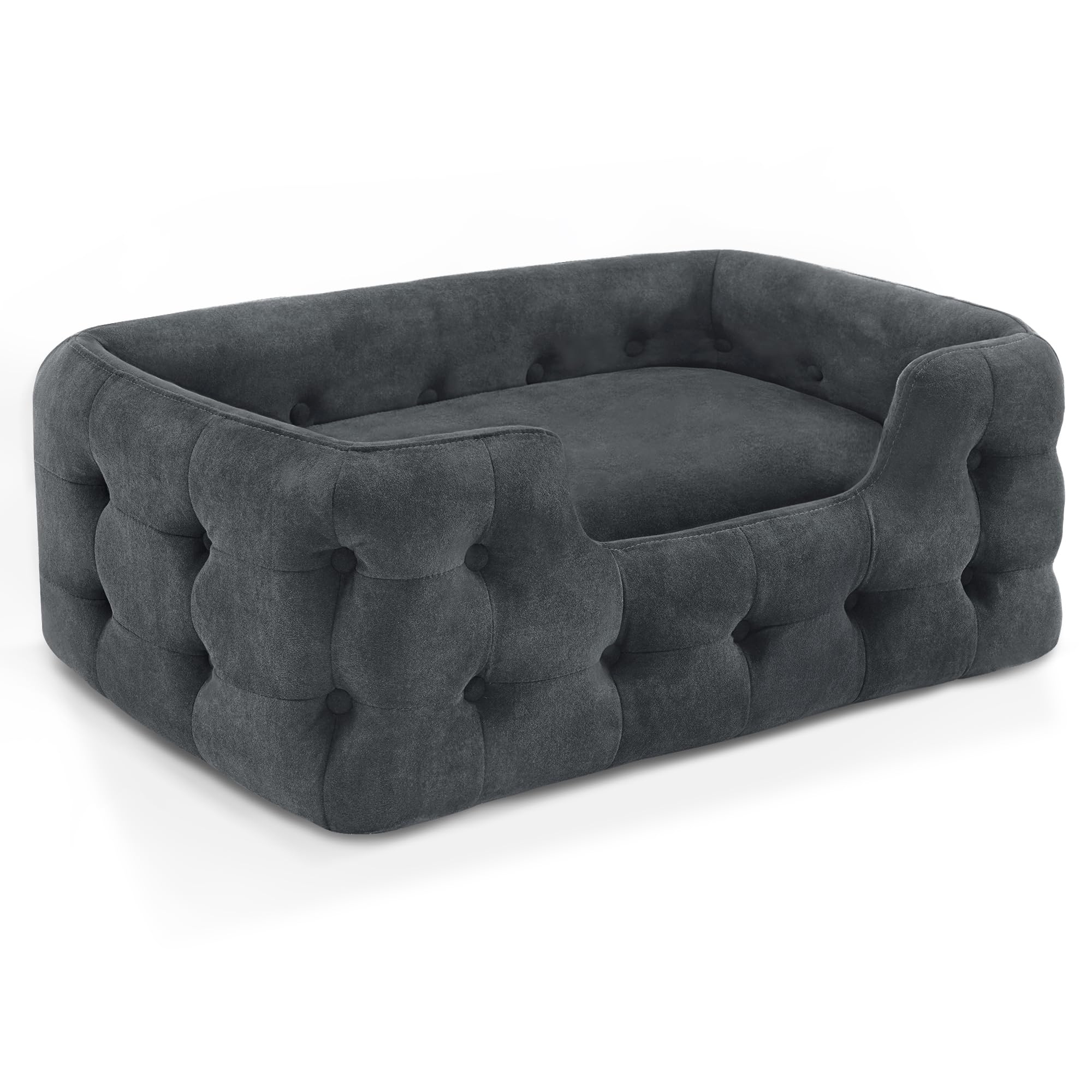 Premium MCombo Dog Sofa Bed - 33 Inch Orthopedic Foam Pet Bed with Removable Washable Cover, Modern Pet Couch for Small & Medium Dogs - Dark Grey (0553) - Perfect for Living Room, Bedroom & Pet-Friendly Spaces