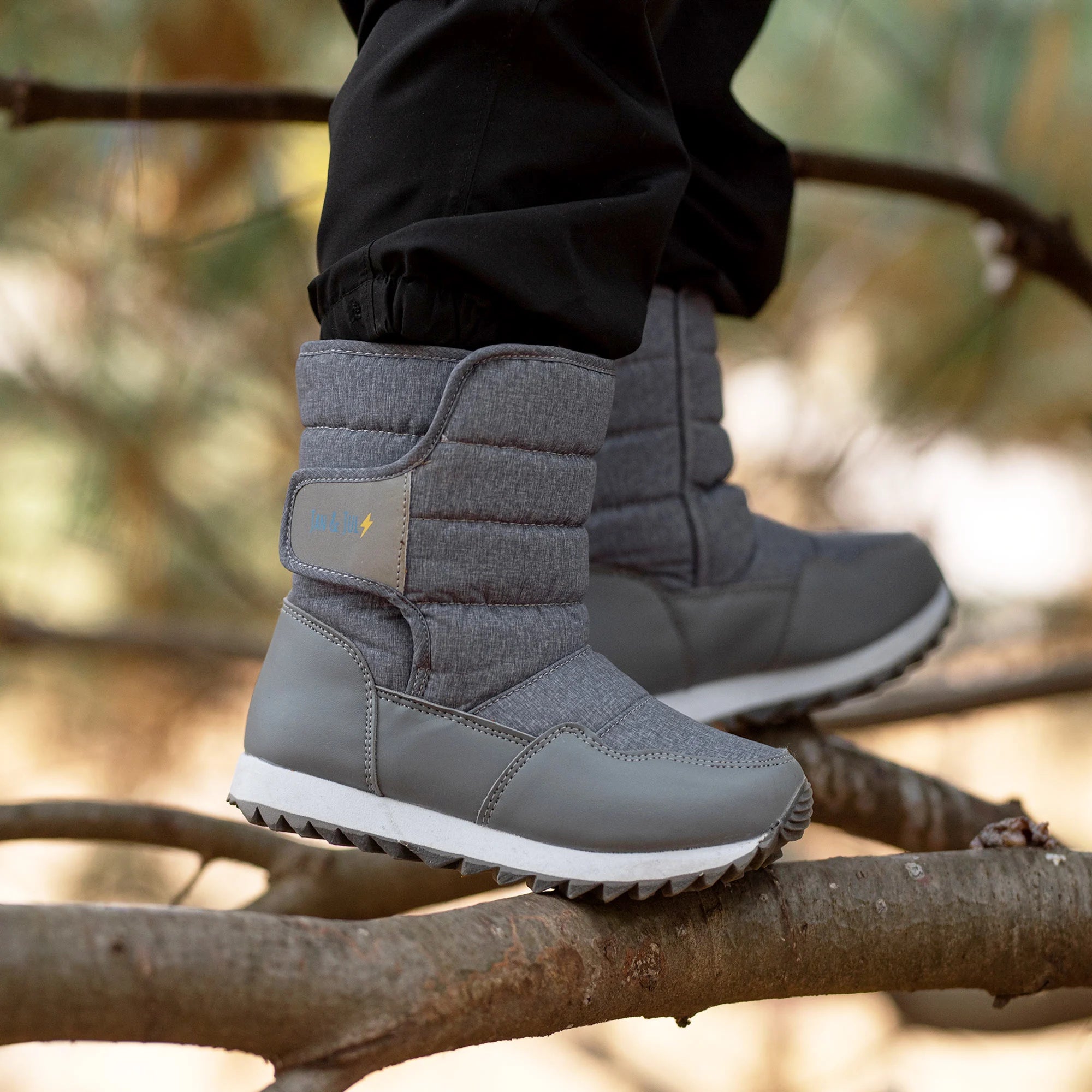 Jan & Jul Heather Grey Tall Puffy Boots for Kids - Waterproof Winter Snow Boots for Girls & Boys - Perfect for Outdoor Play, Snow Days & Cold Weather Adventures