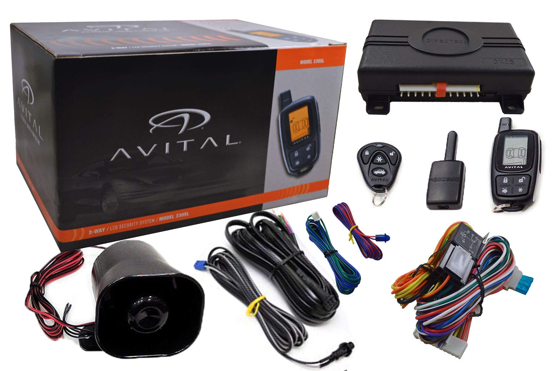 Avital 3305L 2-Way LCD Car Security System with 4-Button Remote & Magnetic Phone Holder - Anti-Theft Protection for Vehicles, Parking Lots & Driveways