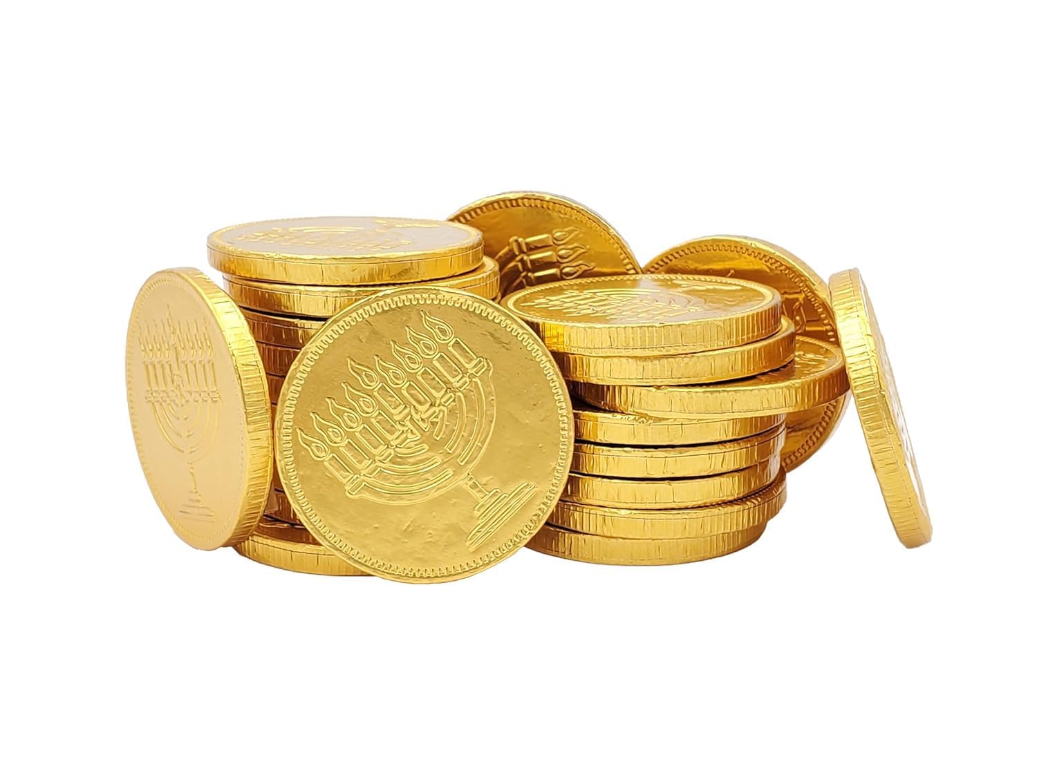 Dreidel Company Hanukkah Chocolate Gelt - Kosher Certified Milk Chocolate Coins Made in Israel (24 Pack, 0.42 oz Each) - Perfect for Hanukkah Gifts, Party Favors & Holiday Celebrations