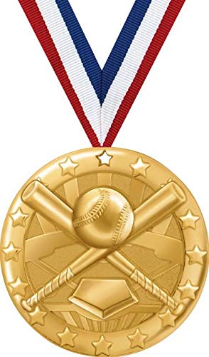 2 Inch Shiny Gold Baseball Medals for Kids - Custom Engraved Sports Awards - Perfect for Youth Baseball Tournaments, Team Recognition & School Athletic Achievements | Ideal for Trophies, Ceremonies, and Player Motivation