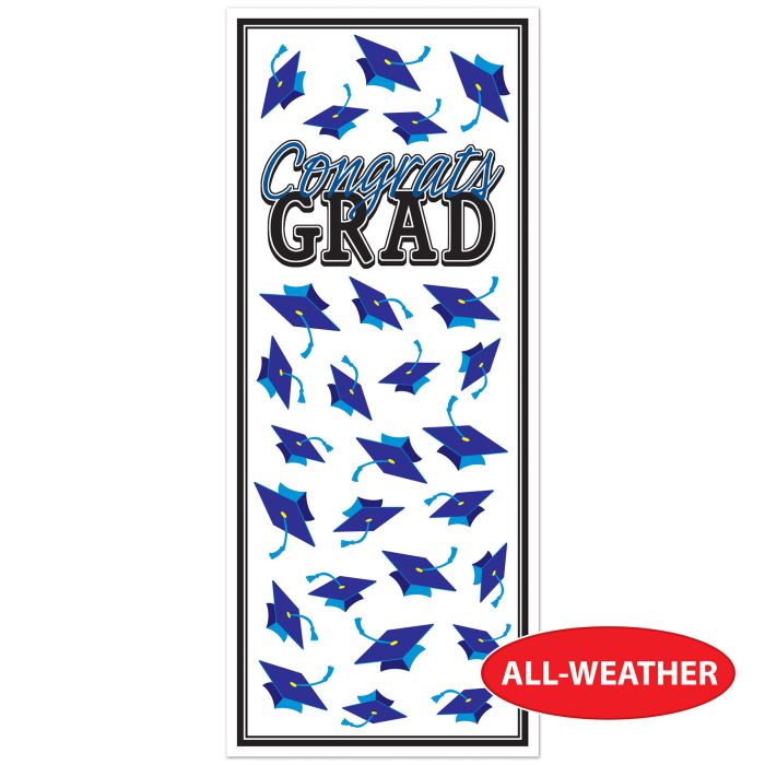 12 Pack Beistle Blue Congrats Grad Door Cover - Graduation Party Decorations for Doors, Windows & Walls - Perfect for High School & College Graduation Celebrations
