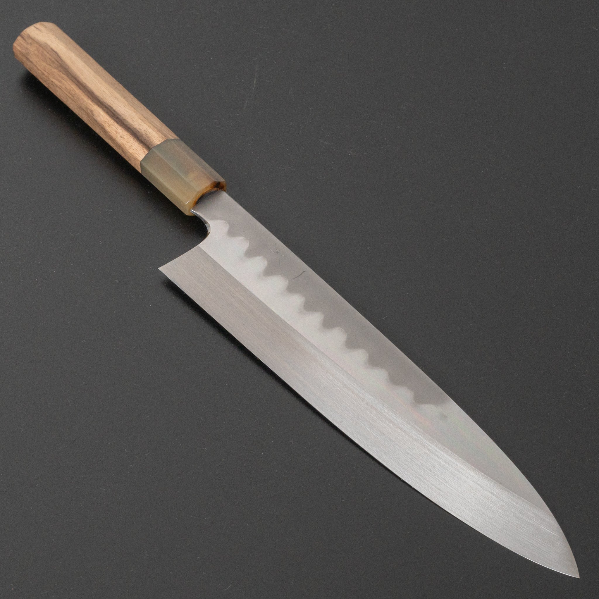 Hitohira Togashi Kyuzo White #1 Hakumon Mizu Honyaki Gyuto 240mm Japanese Chef Knife with Kurokaki Persimmon Handle (#022) - Premium Saya Included - Perfect for Sushi, Sashimi & Meat Cutting