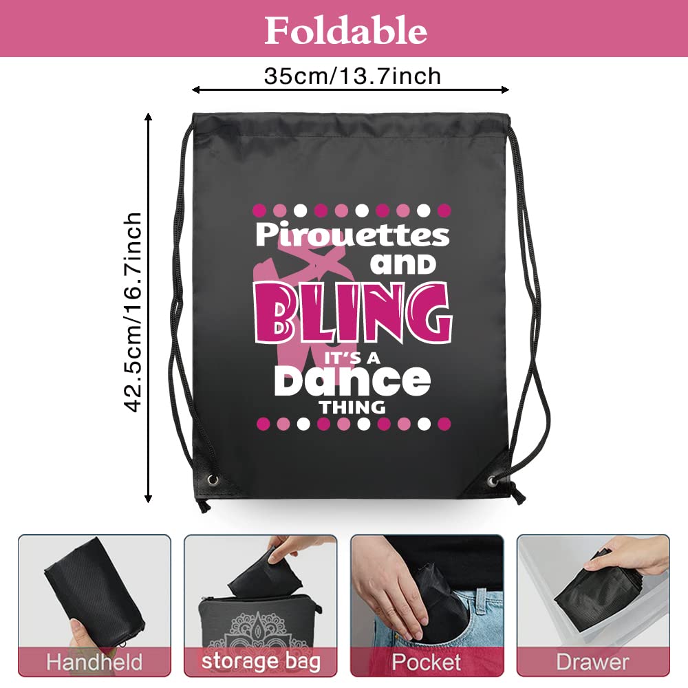 Haizct Sparkly Pirouette Drawstring Backpack - Ballet Dance Bag for Yoga & Rehearsal | Perfect Gift for Dancers & Actors | Great for Dance Classes, Gym & Travel