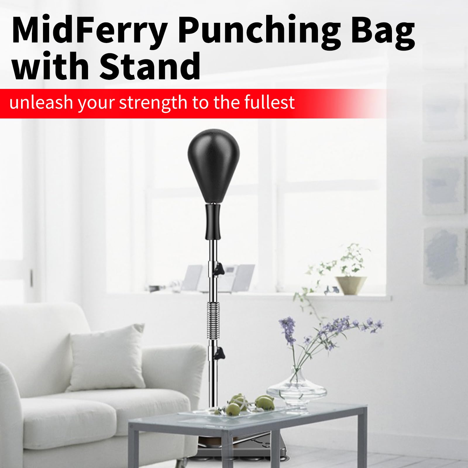 Adjustable Punching Bag for Adults & Kids - Suction Cup Base Boxing Bag with Stand for Home Gym, Boxing Equipment & Fitness Training - Perfect for Reflex, Speed, and Strength Workouts