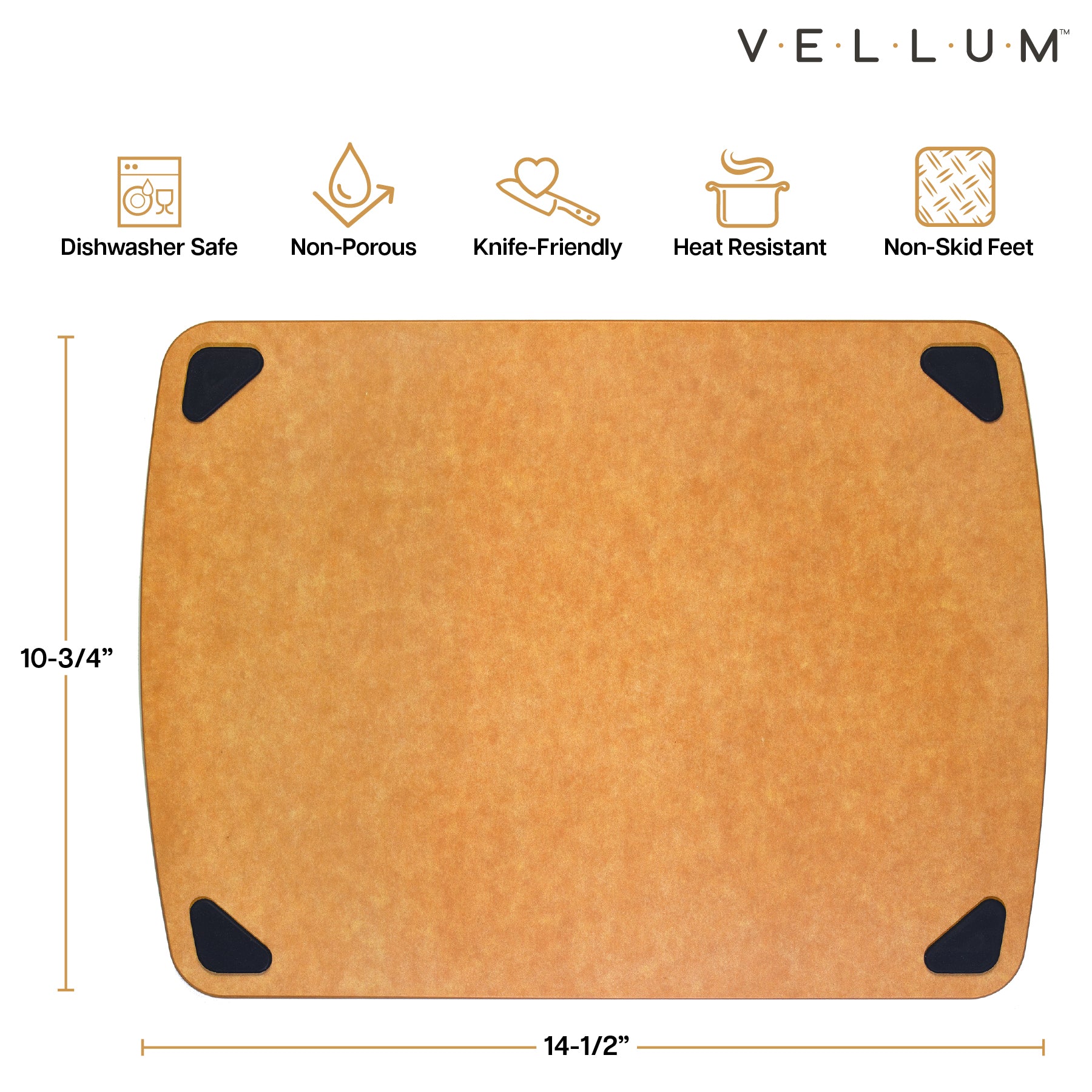 Premium Vellum® Wood Fiber Cutting Board with Non-Slip Silicone Feet - Durable Kitchen Chopping Board for Meat, Vegetables & Fruits - Perfect for Home Cooking & Professional Chefs