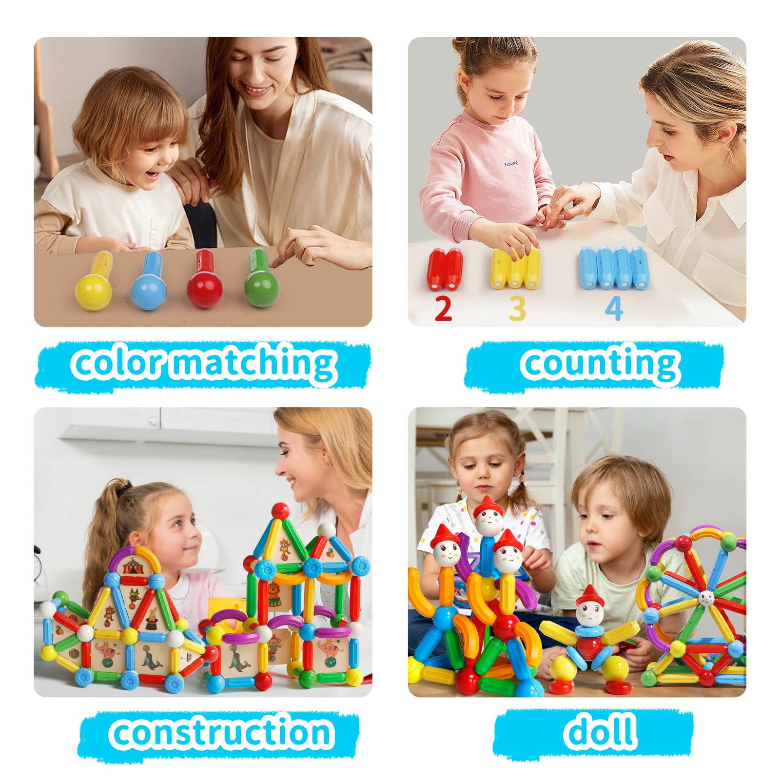 TOKBLOK Magnetic Building Blocks for Kids Ages 3+ | STEM Educational Toys for Toddlers | Montessori Learning Toys for Boys & Girls | Creative Construction Set with Magnetic Sticks | Perfect Gift for Preschoolers - Great for Classroom, Home Play & Early Childhood Development