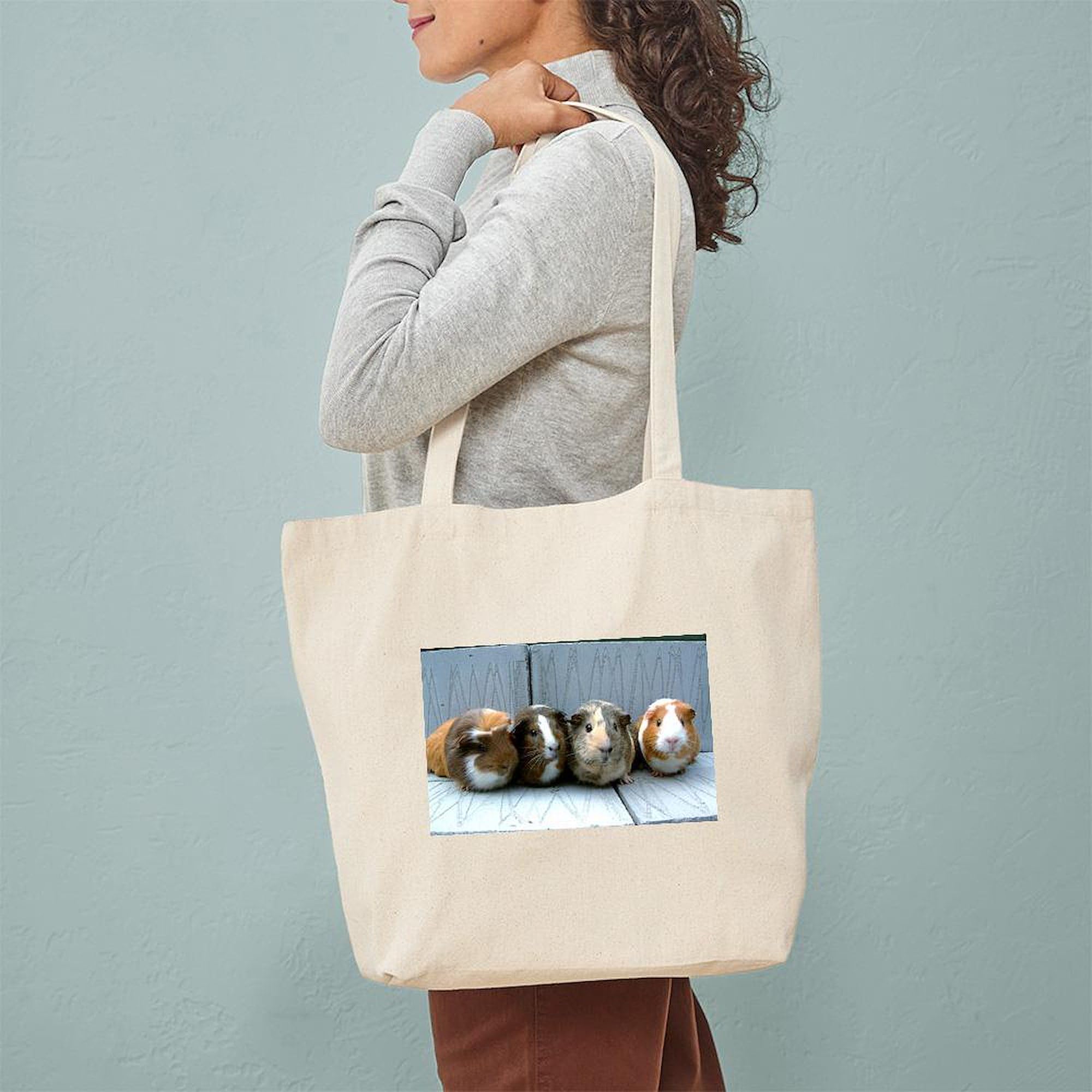 Guinea Pig Tote Bag - Natural Canvas Reusable Shopping Bag for Groceries, Beach & Everyday Use | Eco-Friendly Cotton Tote with Cute Animal Design