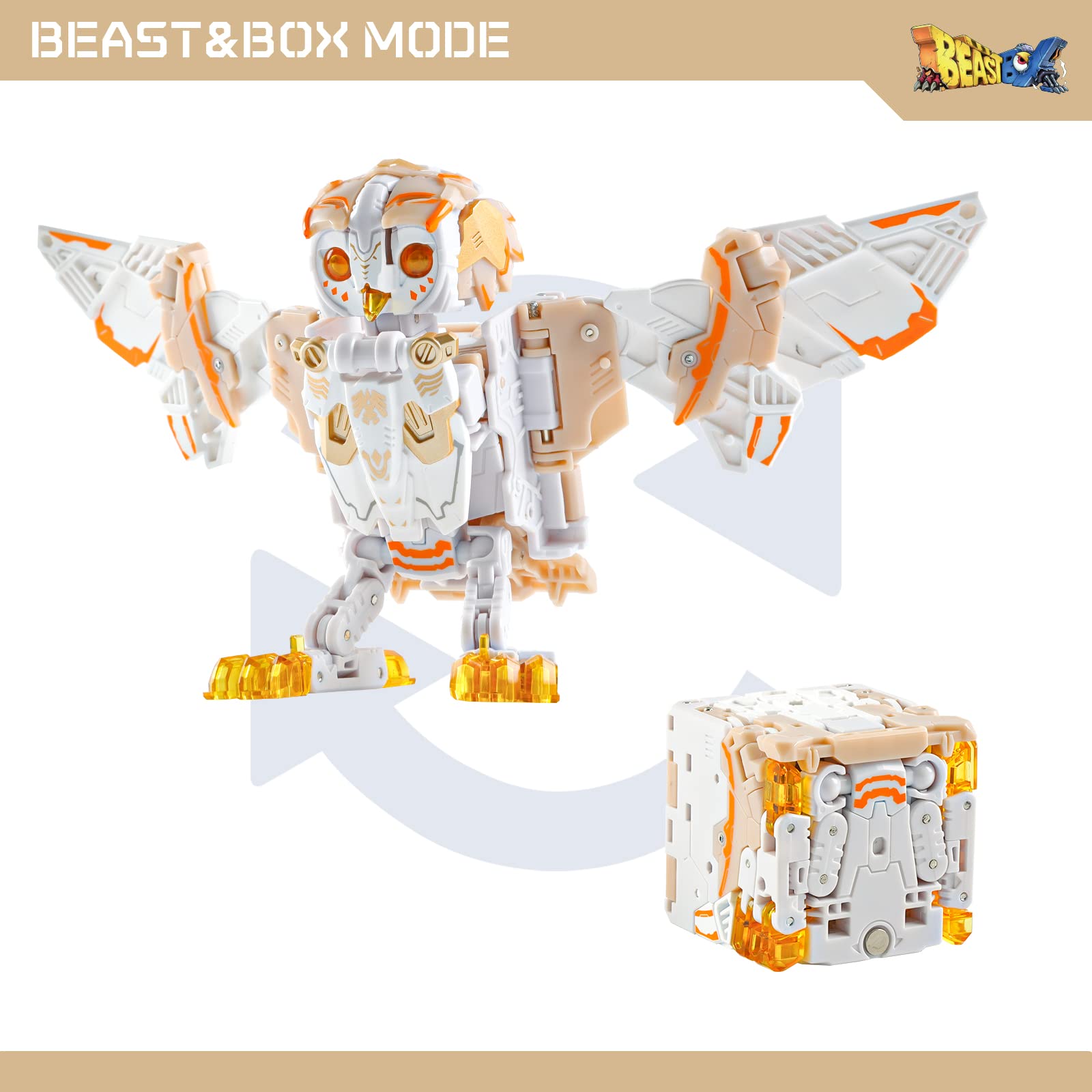 52TOYS BEASTBOX BB-41 WHITENOISE Owl Transformable Action Figure - 2.8 Inch Collectible Deformable Toy (2-in-1 Design) - Perfect Gift for Teens & Adults (Ages 15+) - Great for Birthday Parties, Collections & Display Shelves