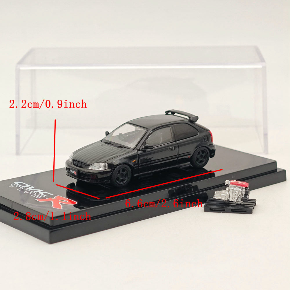 1/64 Honda Civic Type R (EK9) Custom Diecast Car with Engine - Limited Edition Collectible Model - Perfect for Car Enthusiasts & Gift Giving - Display, Racing Scenes & Toy Collection