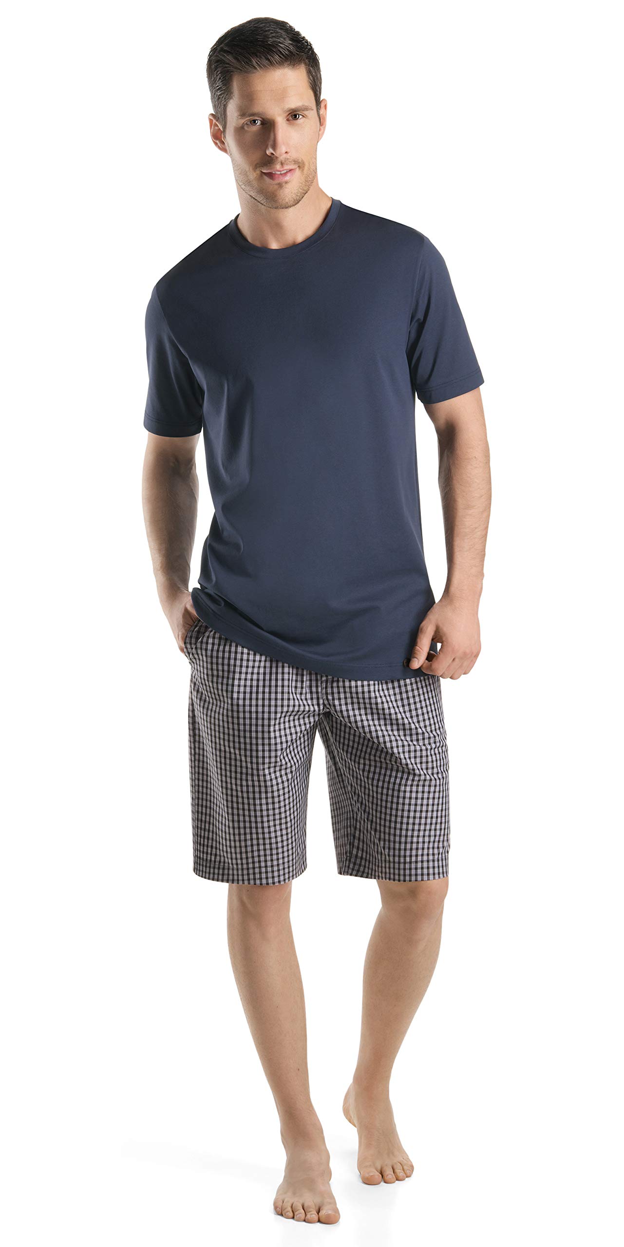 HANRO Men's Night and Day Short Sleeve Crew Neck T-Shirt - Soft Cotton Comfort Shirt for Casual Wear, Lounge & Travel - Perfect for Everyday Use, Work & Weekend Outings