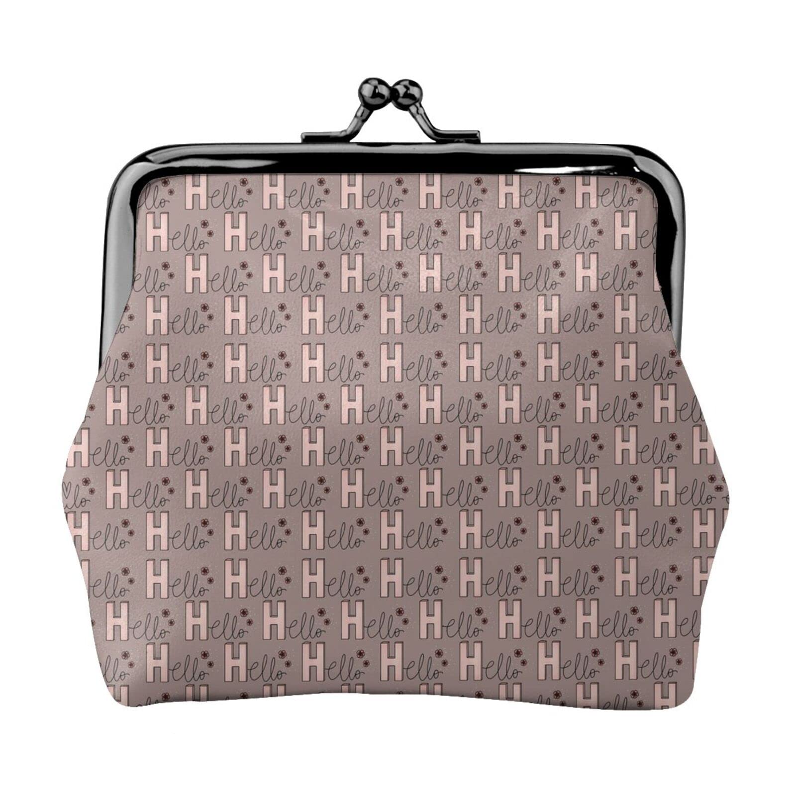 Genuine PU Leather Buckle Coin Purse - Floral Hello Spring Design with Kiss-Lock Closure - Women's Small Wallet for Change & Coins | Perfect for Everyday Use, Gift Giving & Travel Accessories
