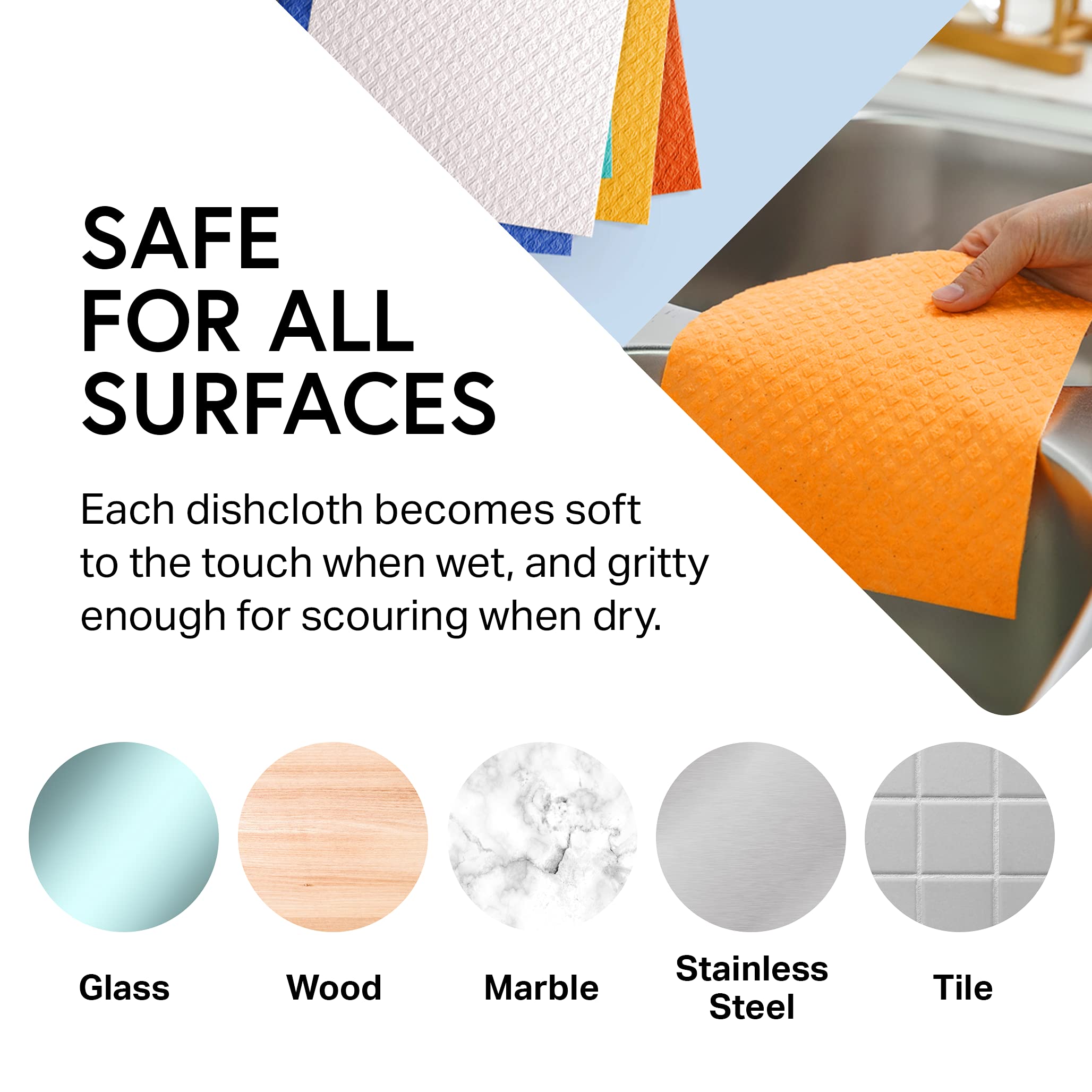 Eco-Friendly Swedish Dishcloths 10 Pack - Reusable, Washable Kitchen Towels - Cellulose Sponge & Microfiber for Cleaning - Seafoam Green - Perfect for Dishes, Countertops & Household Chores