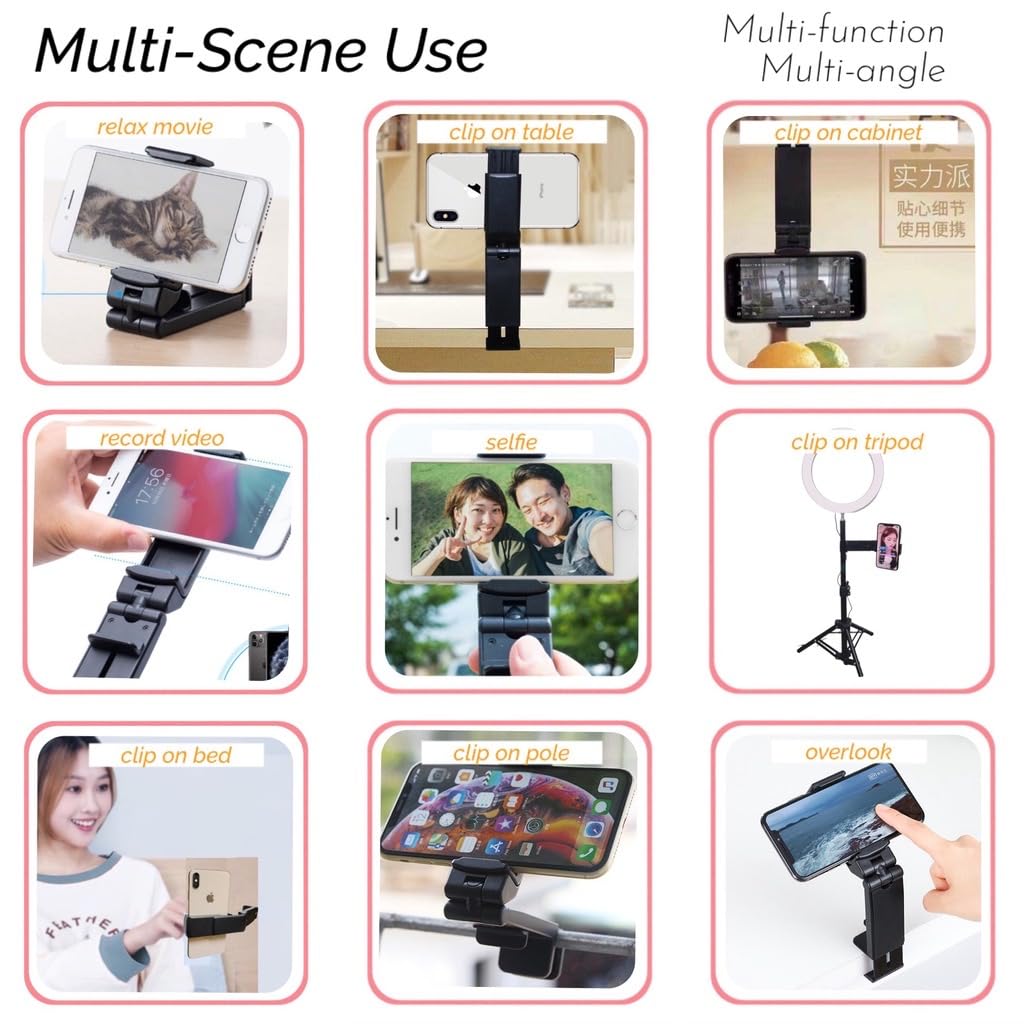 360° Rotating Airplane Phone Holder - Foldable Travel Phone Mount for Tray Table | Portable Flight Essentials for Men, Women & Kids | Perfect for In-Flight Entertainment, Work & Travel Accessories
