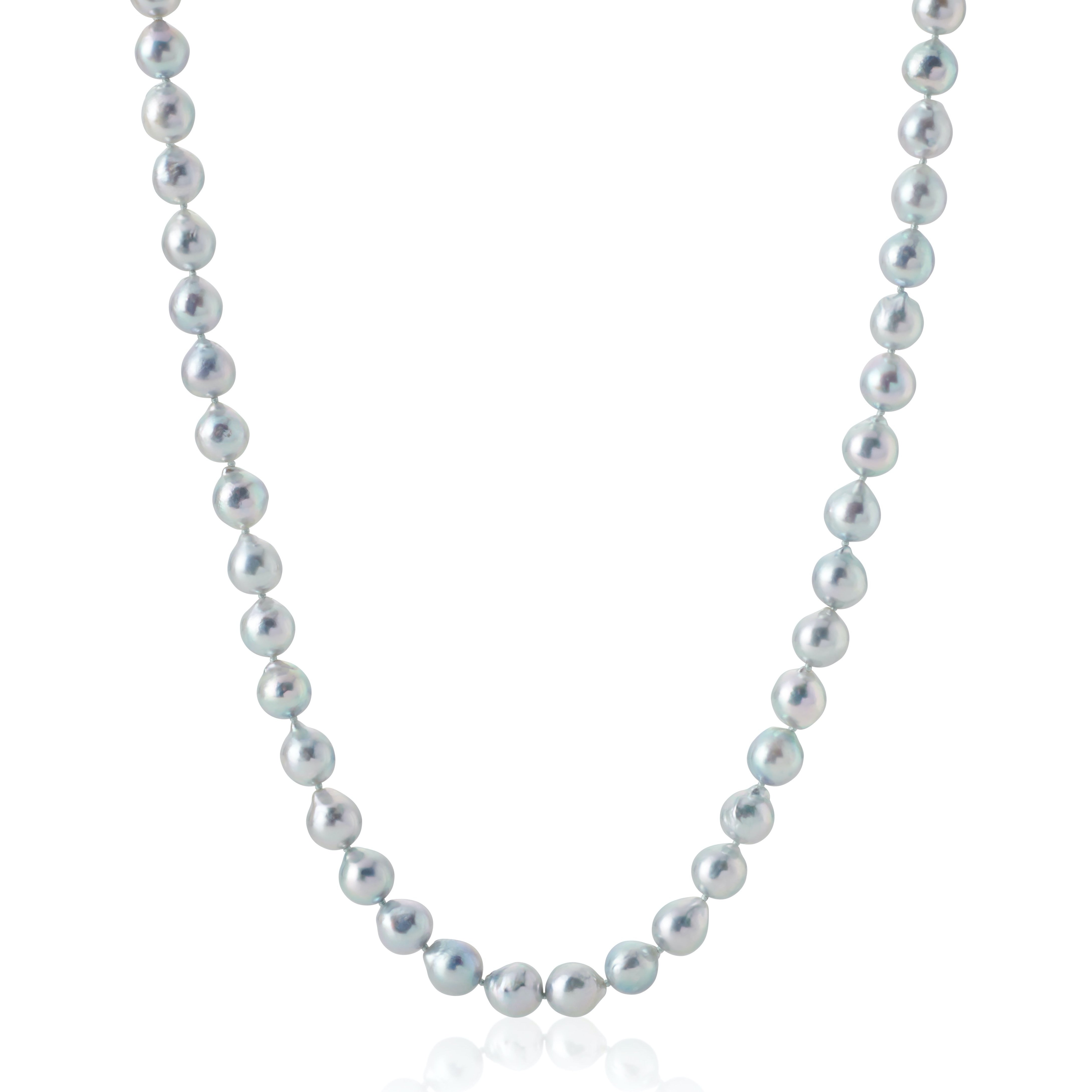 Exquisite Baroque Blue Akoya Pearl Necklace - 18K Gold Plated Elegant Jewelry for Women - Perfect for Weddings, Parties & Special Occasions