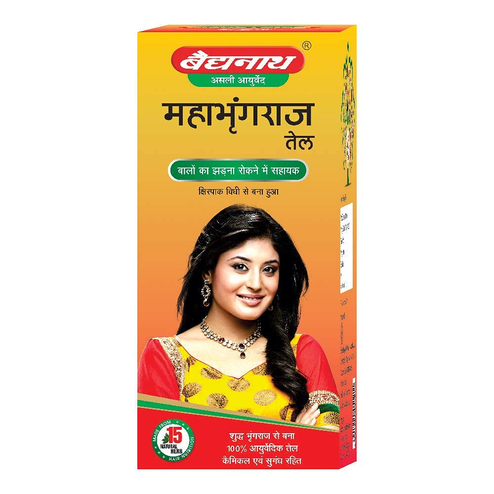 Baidyanath Mahabhringraj Ayurvedic Hair Oil (100ml) - Natural Hair Growth, Anti-Hair Fall, Anti-Dandruff Treatment | Pure Ayurvedic Remedy for Hair Nourishment & Care | No Chemicals or Fragrance | Perfect for Daily Hair Massage & Scalp Treatment