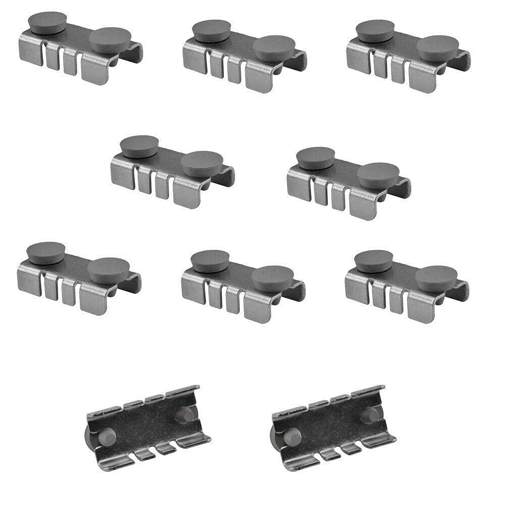 CompreDH 100-Pack Shelf Bracket Clips with Rubber Cushions - Heavy Duty Metal Shelf Supports for Hanging Glass, Wood Shelves, Plants & Picture Frames - Ideal for Home, Office & Retail Storage Organization