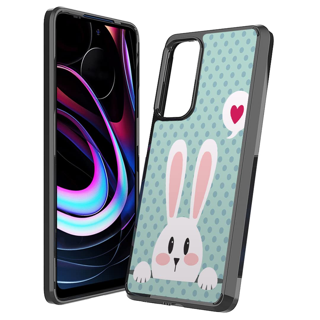 Motorola Edge 5G UW Case - Slim Heavy Duty Protective Cover for Men & Women | Cute Rabbit Heart Design | Perfect for Verizon Prepaid Users