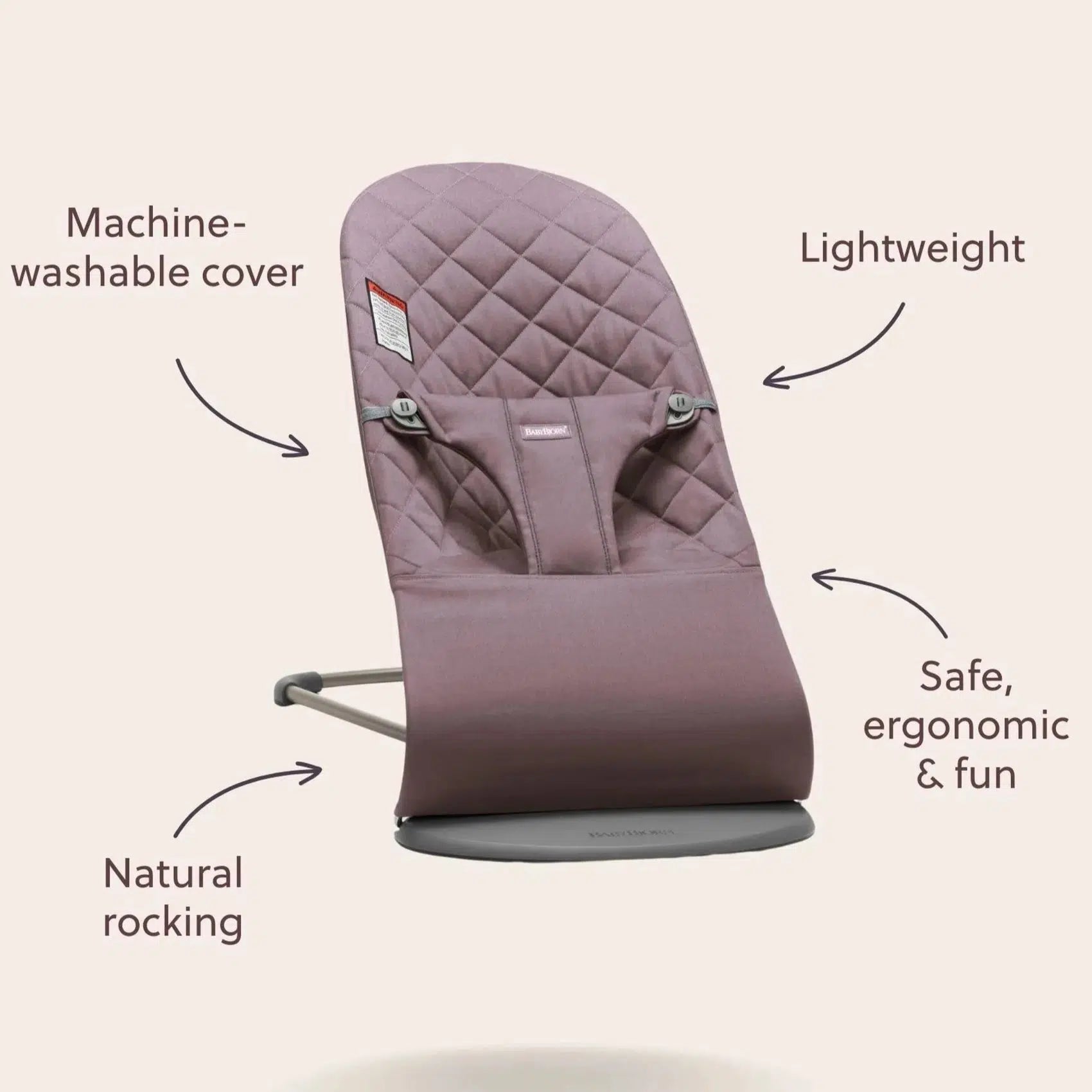 Baby Bjorn Bouncer Bliss Melange - Light Pink Baby Bouncer for Newborns & Infants | Soft & Comfortable Rocking Seat for Playtime, Feeding & Relaxation at Home