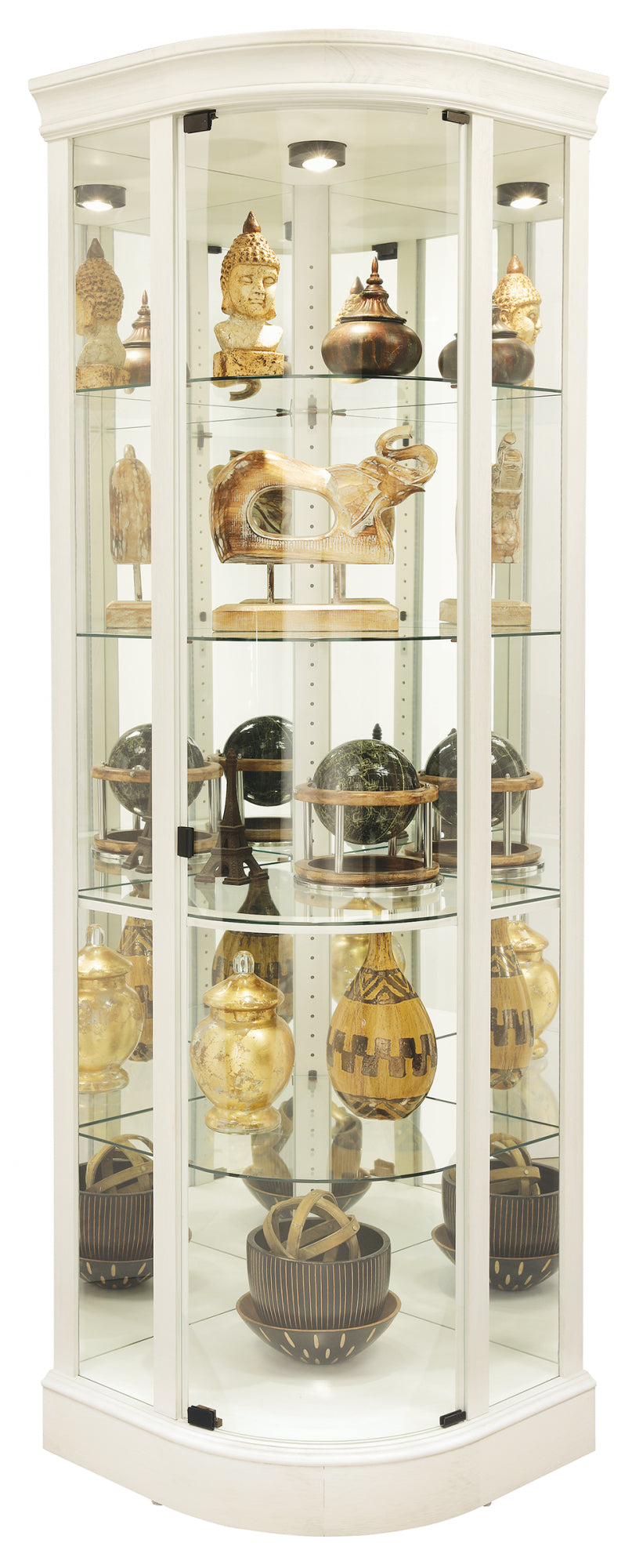 Marlowe IV Corner Curio Cabinet - Glass Display Case for Collectibles & Antiques - Perfect for Living Room, Dining Room, or Home Office Decor