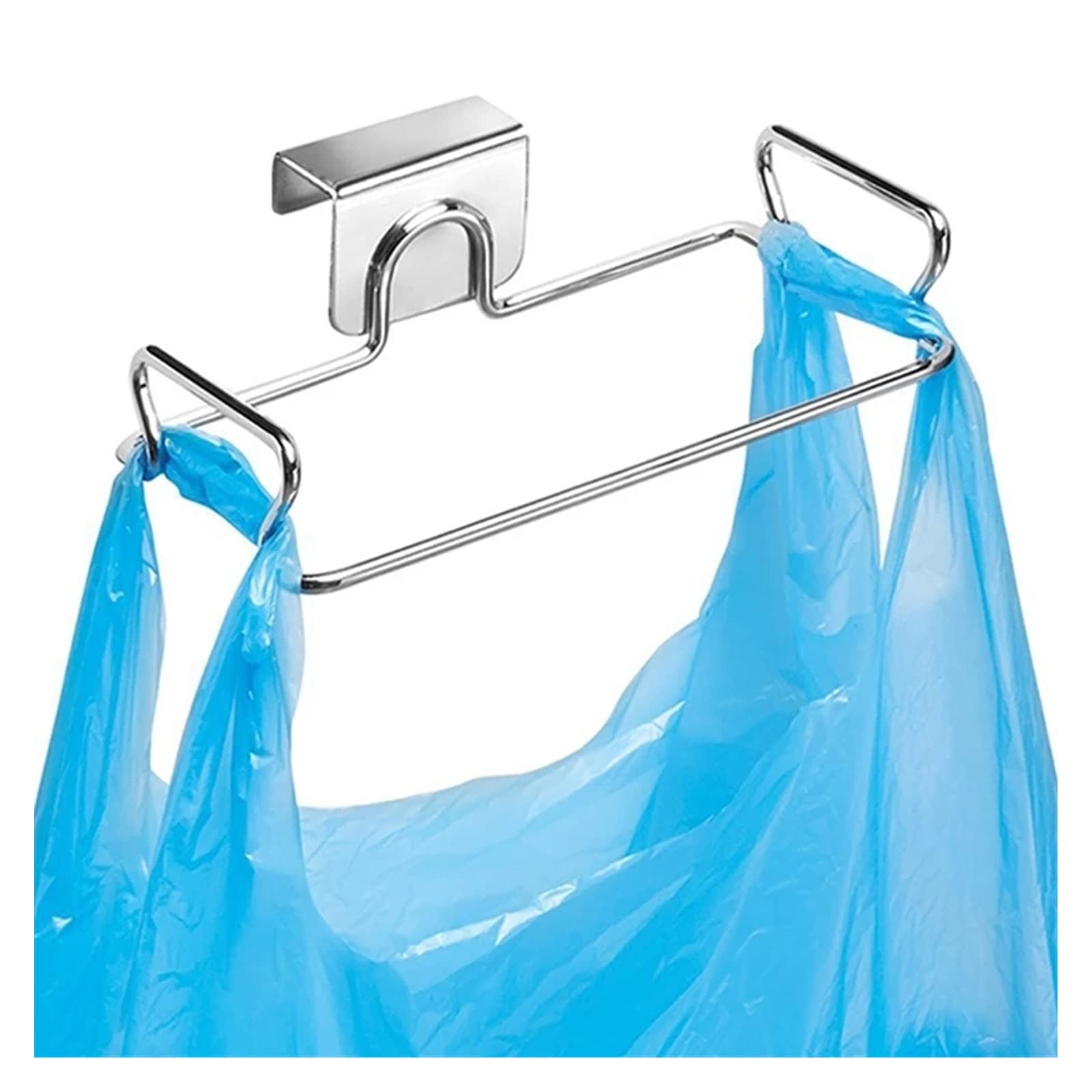Stainless Steel Non-Perforated Hanging Cabinet Storage Rack - Portable Trash Bag Holder for Kitchen, Bathroom & Outdoor Use - Garbage Bag Support Organizer for Towels & Waste (Color A)