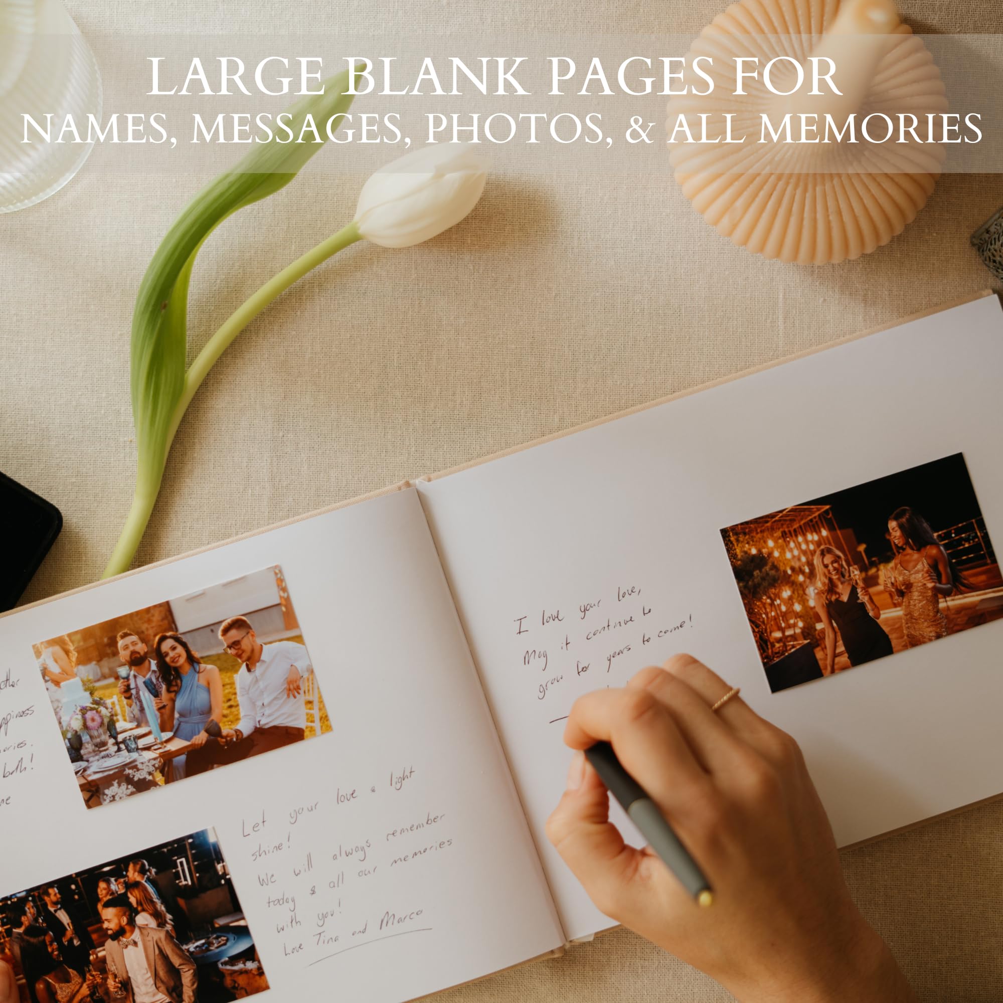 Elegant Wedding Guest Book with Polaroid Photo Pages - Perfect for Wedding Receptions & Baby Showers - Signature Guestbook for Special Occasions | Great for Bridal Showers, Anniversary Parties & Memory Keeping