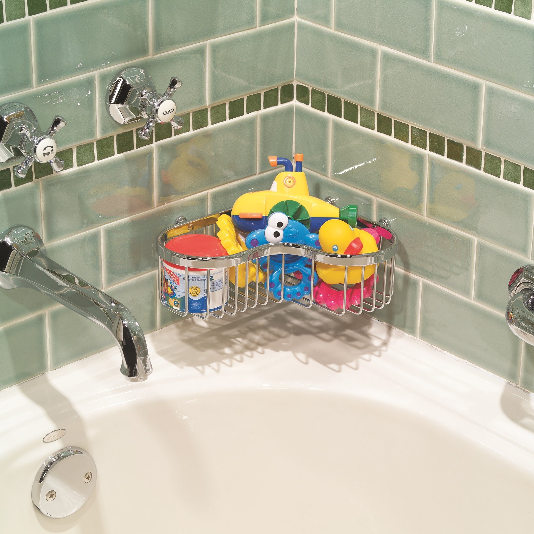 Corner Shower Basket for Bathroom - 505L/PN Polished Nickel - Space-Saving Organizer for Shampoo, Soap & Bath Essentials