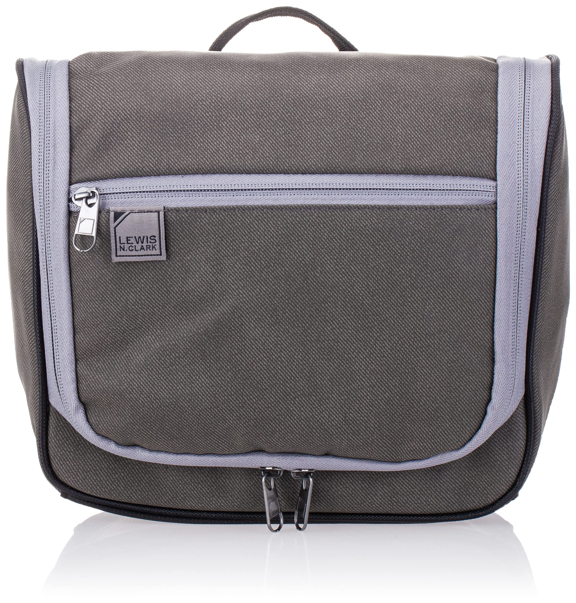 Lewis N. Clark Brushed Twill Hanging Toiletry Kit Bag - Travel Organizer for Shampoo, Cosmetics & Personal Care Items (Tan, One Size) - Perfect for Camping, Business Trips & Vacation Essentials