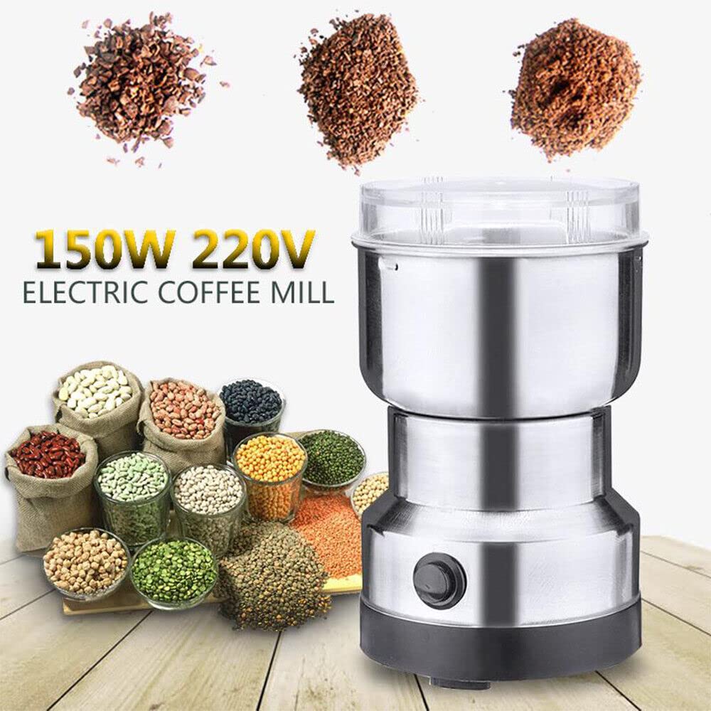 Electric Mini Spice & Coffee Grinder - 10s Fast Grinding Portable Dry Grain Mill for Coffee Beans, Nuts, Spices & Seasonings - Perfect for Home Kitchen, Camping & Travel Use