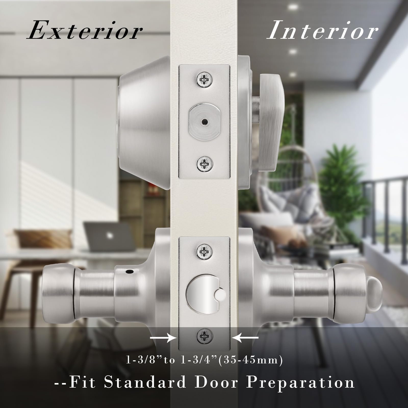3 Pack Keyed Entry Door Lock Set - Keyed Alike Single Cylinder Deadbolt with Wave Style Handle, Satin Nickel Finish, Reversible Leverset for Home Security | Perfect for Bedroom, Front Door, Office & Apartment Use
