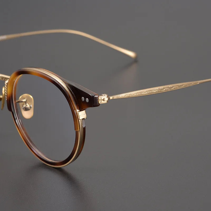 Black Titanium Unisex Round Full Rim Eyeglasses Frame 7285 - Lightweight & Durable for Reading, Driving & Everyday Use