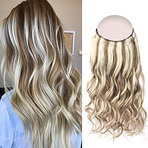 Premium 16-Inch Sassina Straight Secret Wire Hair Extensions – 100% Remy Human Hair in Ash Brown & Ash Blonde Highlights – Adjustable Wire & Secure Clips for Easy Application – Perfect for Daily Styling, Special Occasions & Volume Boosting