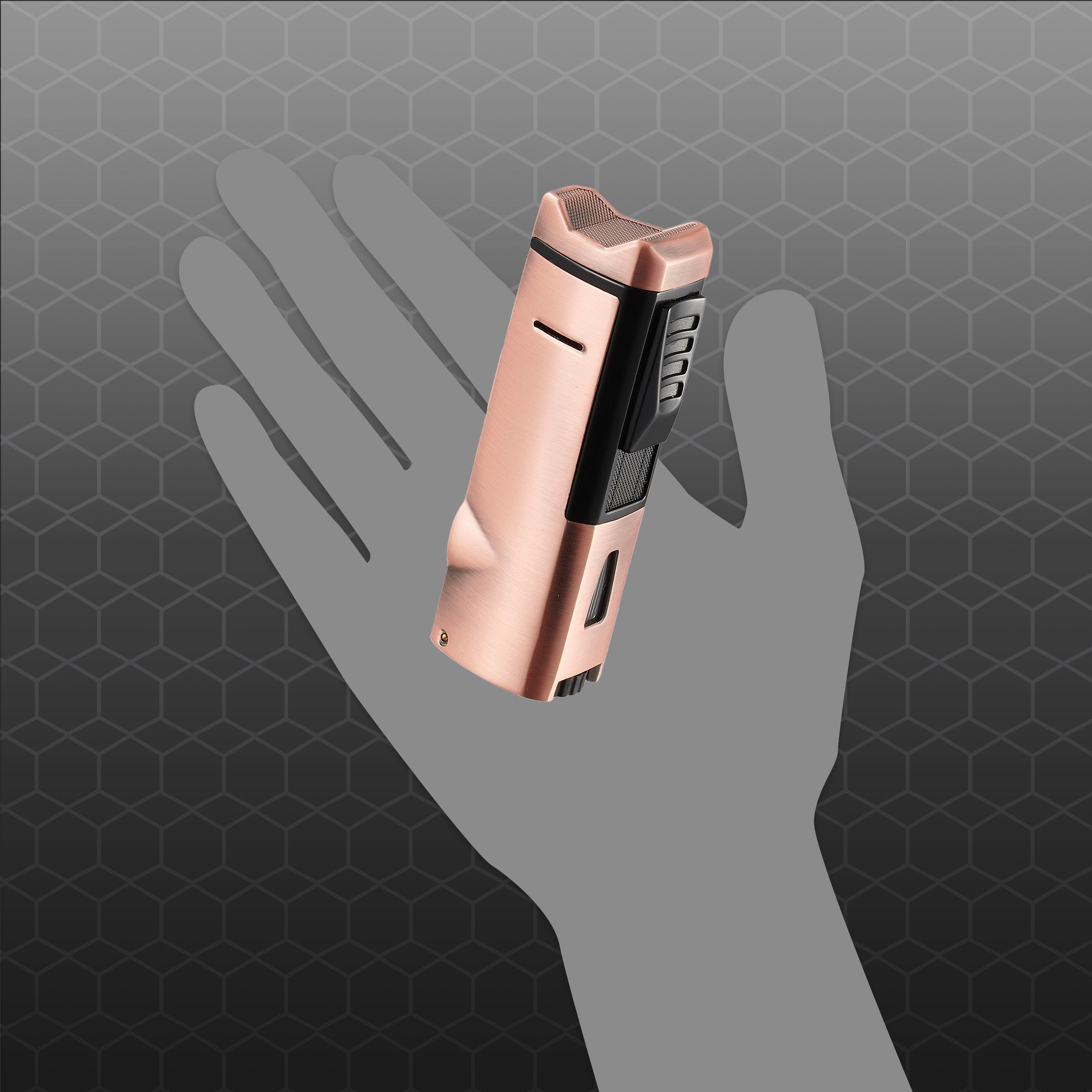 Visol Colonel Triple Flame Torch Lighter - Windproof Butane Lighter for Cigars, Candles & Outdoor Use (Bronze)