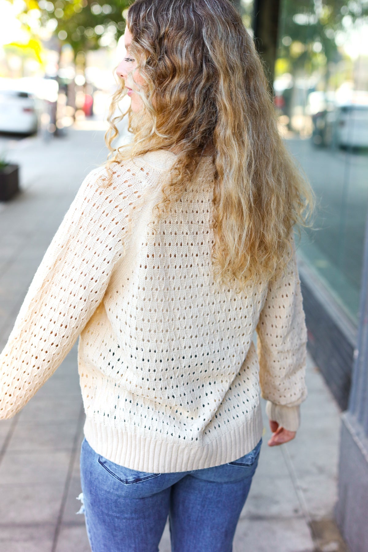 Follow Me Oatmeal Pointelle Knit Button Down Cardigan - Cozy Women's Sweater for Fall & Winter | Perfect for Office, Date Night & Casual Outfits