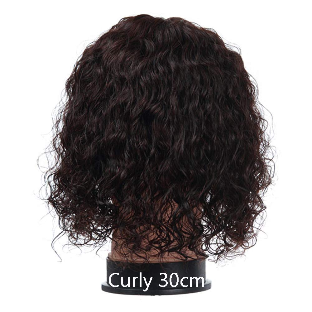 12 Inch Human Hair Topper Clip - Natural Forehead Hairpiece Replacement with Slight Wavy or Straight Bangs (Black) | Perfect for Thinning Hair, Hair Loss & Styling | Daily Wear, Parties & Special Occasions