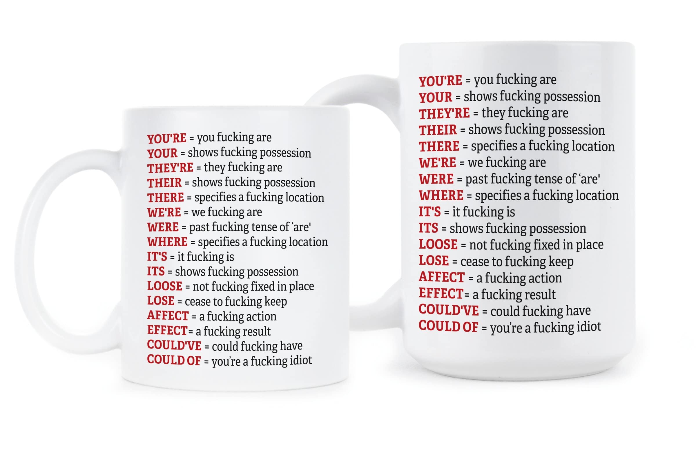 Funny Angry Grammar Coffee Mug - Cuss Words & Swear Curse Cup for Coffee Lovers - Perfect for Office Humor, Gifts & Stress Relief