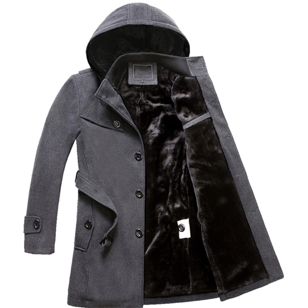 Men's Winter Trench Coat - Long Wool Overcoat with Thick Warm Lining | Water-Resistant Outerwear for Business, Office & Formal Occasions