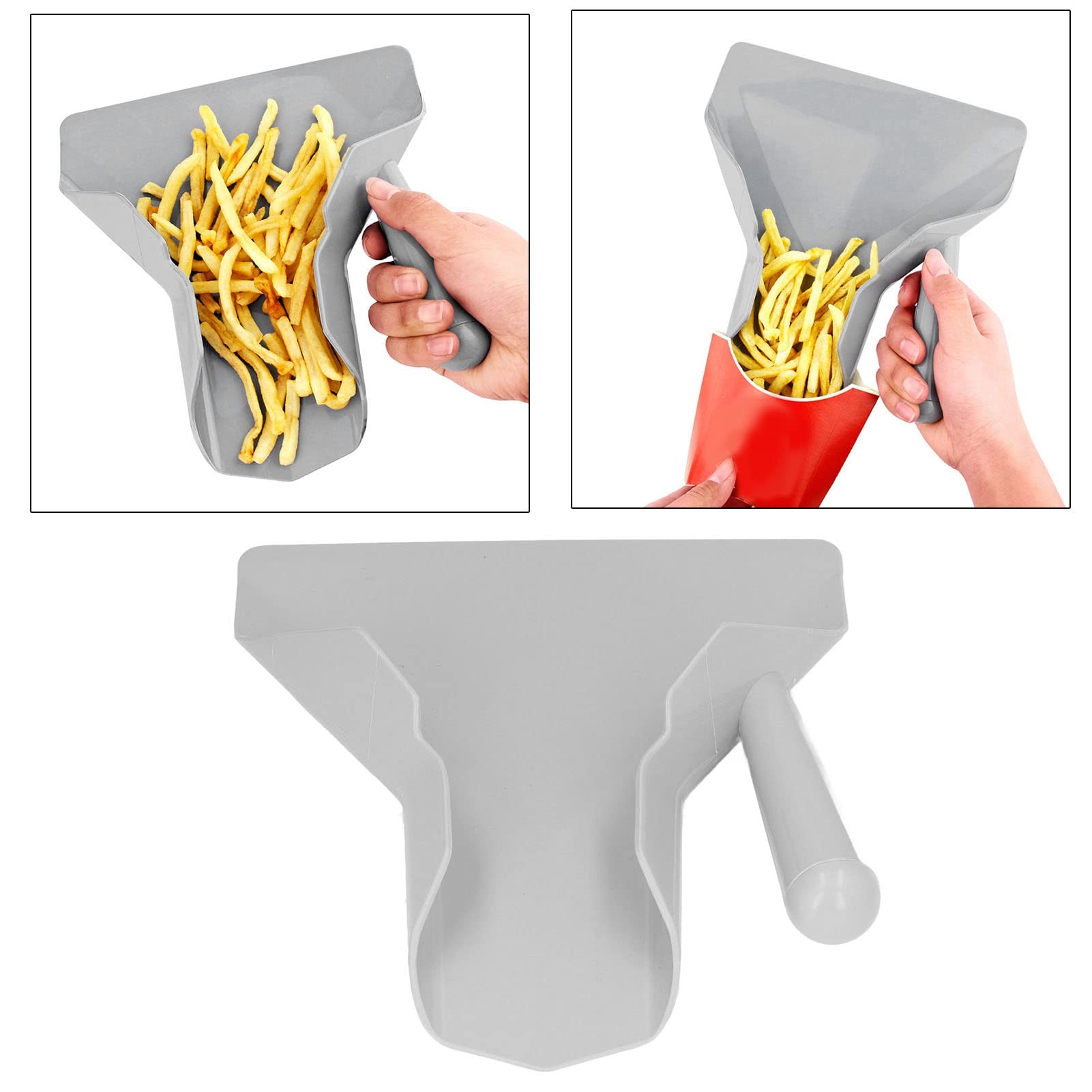 Stainless Steel French Fry Scoop with Non-Slip Handle - Perfect for Snacks, Desserts, Ice Cream & Dry Goods - Ideal for Restaurants, Cafes, Home Kitchen & Party Serving